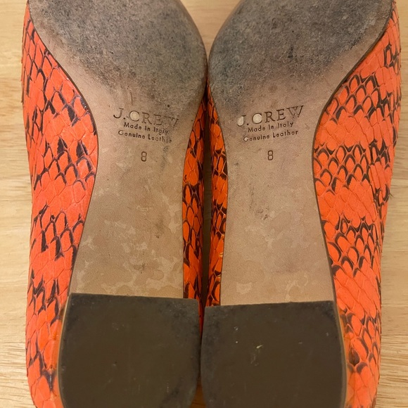 J. Crew Collection Janey snakeskin flats in coral salmon color. 8 M. - Picture 8 of 8